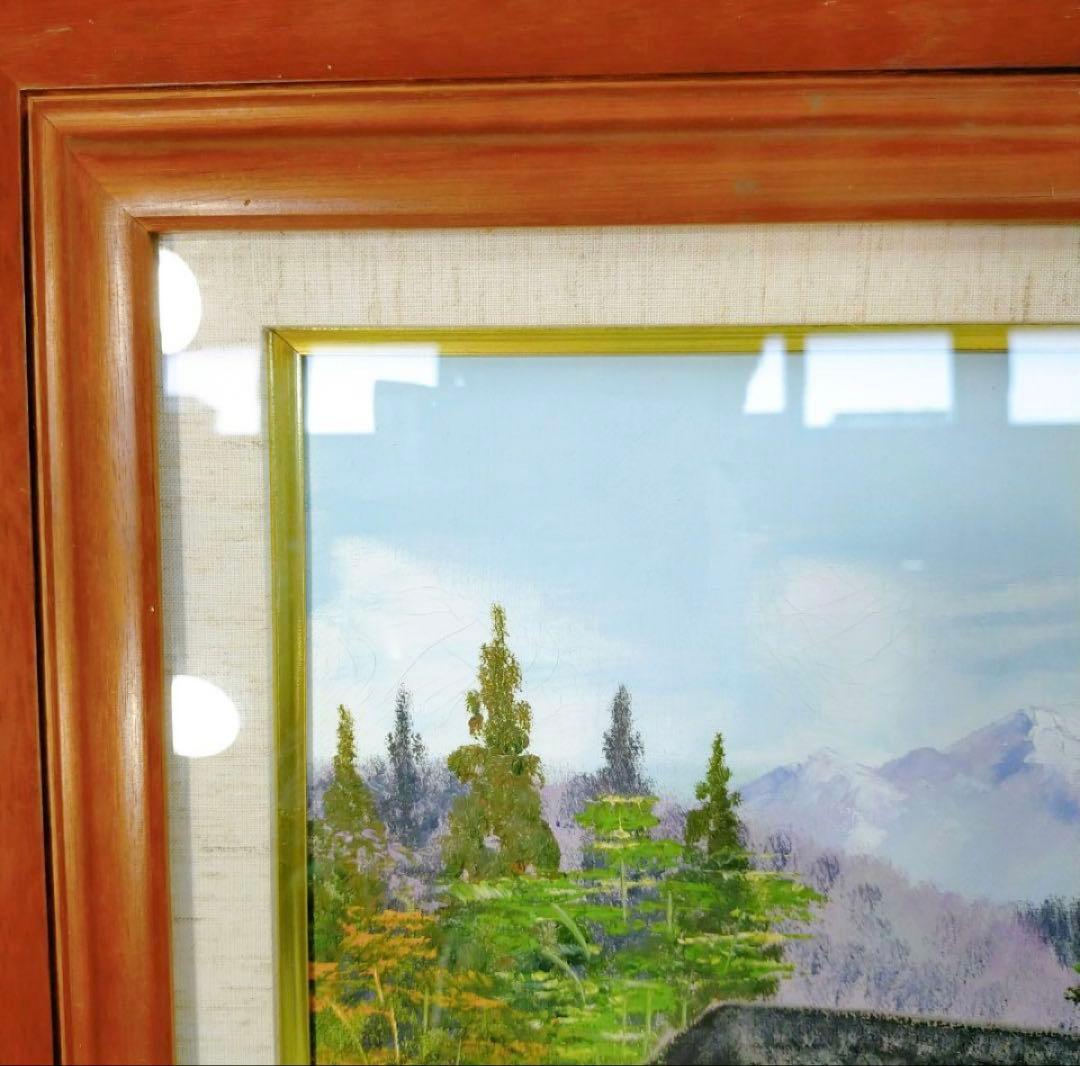 神谷良雄　民家のある風景　 肉筆油彩画 風景画