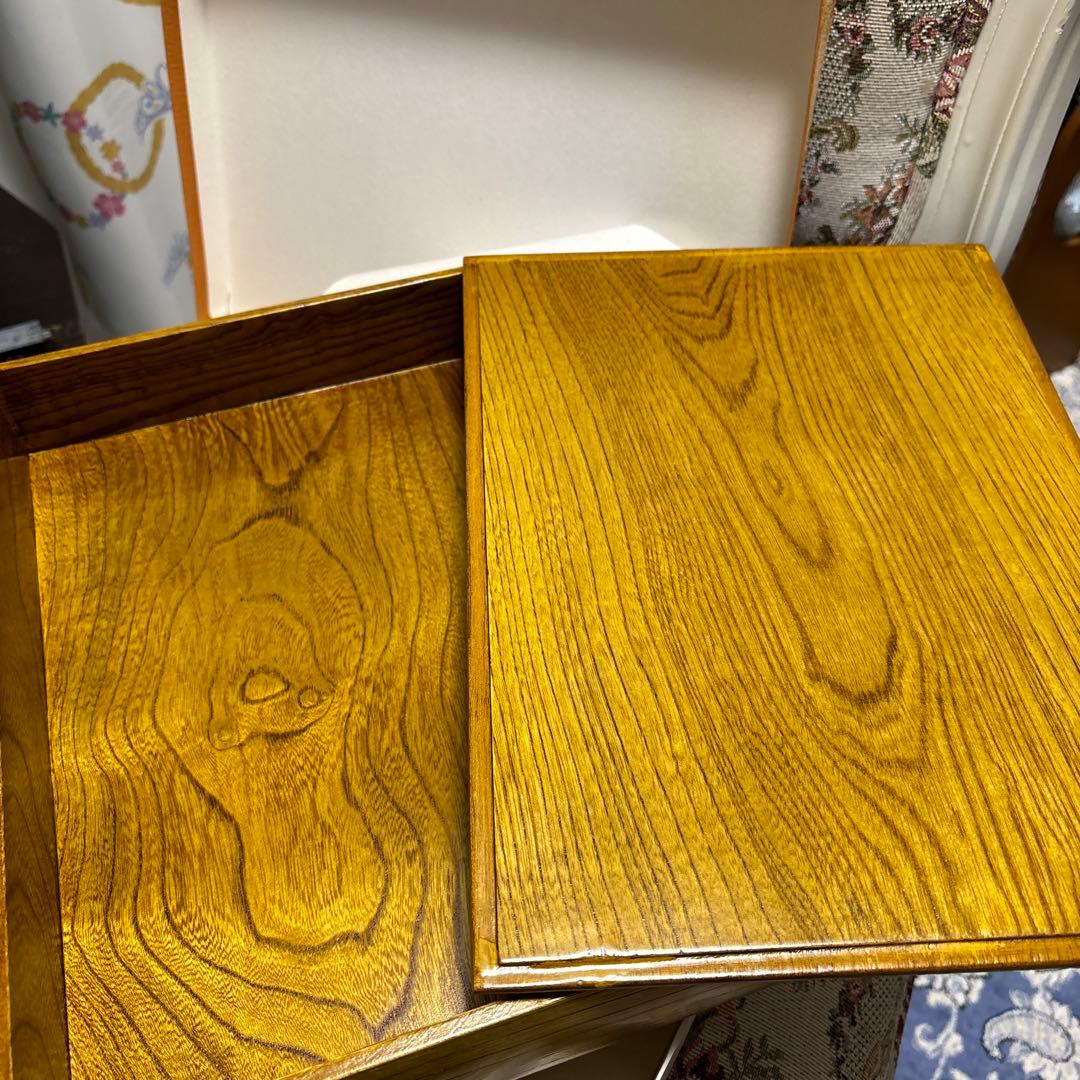 新品未使用 木製 小物入れ 書類入れ木箱 収納箱 道具箱 レトロ 美しい木目