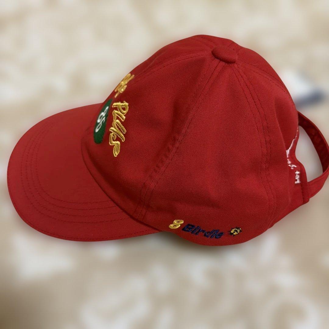 【限定値下未使用タグ付】日本製PAPASPLUSポリ綿刺繍ワッペン付キャップ赤系