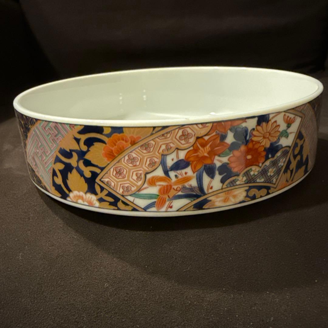 有田焼 若山 錦更紗 三段重 重箱 蓋付き重ね鉢 熨斗目 金彩 陶器　ひな祭り