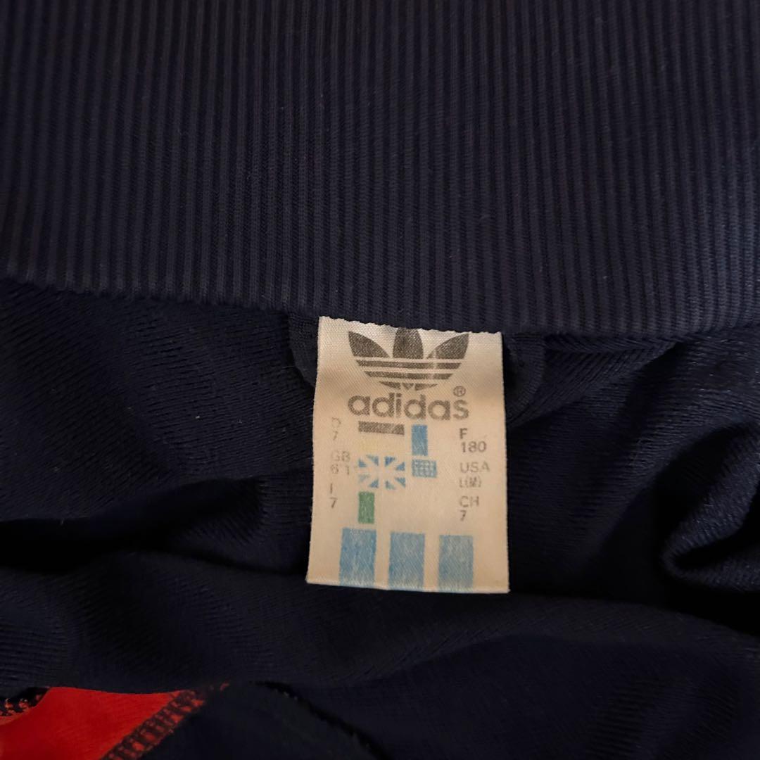 80s adidas トラックジャケット ネイビー/レッド/ターコイズ Ｌ