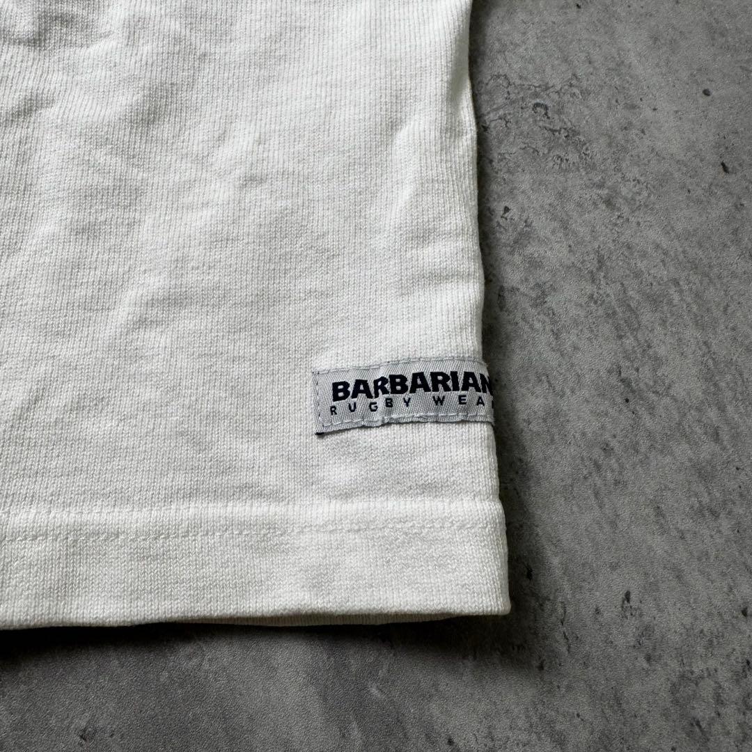 カナダ製 BARBARIAN バーバリアン バンドカラー ラガーシャツ L 白
