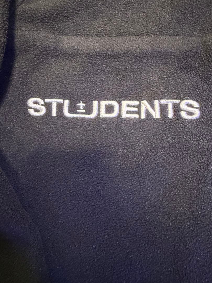 STUDENTS フリースプルオーバー ブラック×ホワイトハーフスナップ