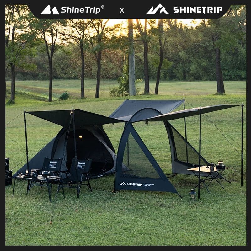 【美品】ShineTrip トンネル型テント ブラック