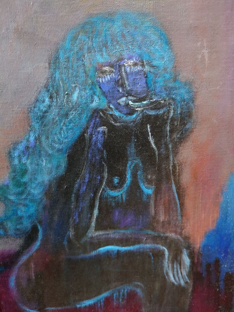 大澤喜一 『夢見る少女』真筆 油絵 絵画 油彩
