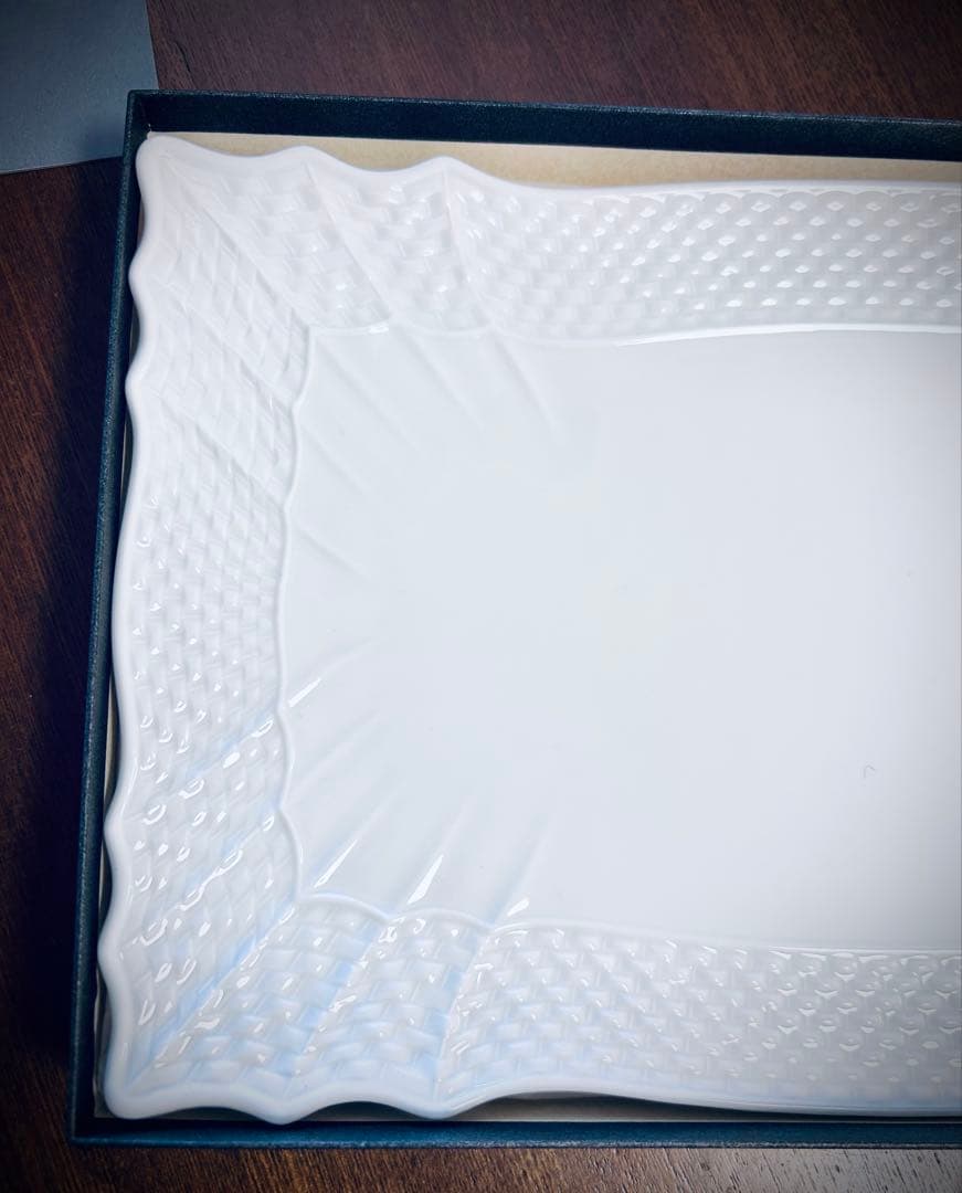 新品　Richard Ginori ホワイト長方形20×33cm 大皿