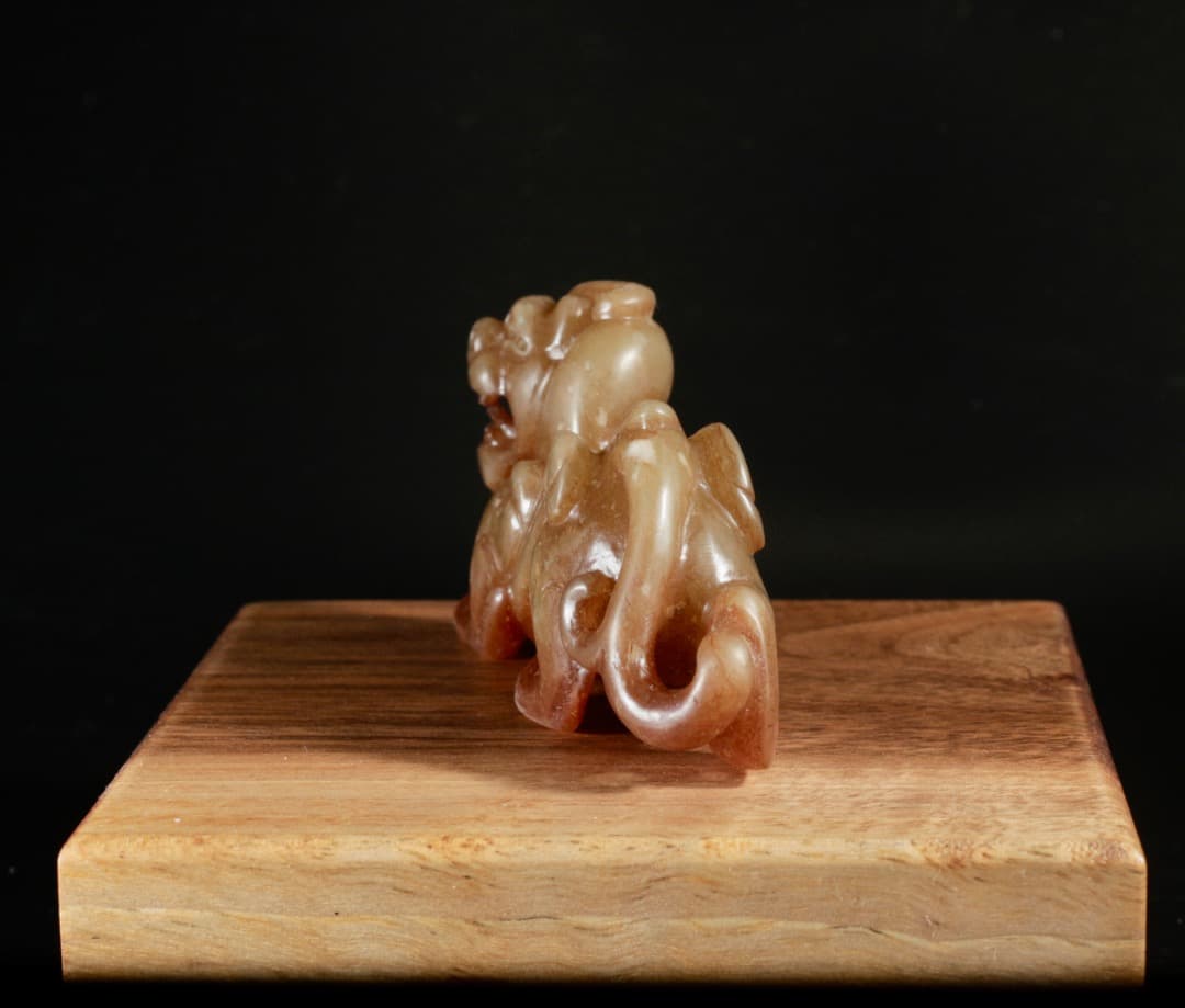 中古 和田玉 辟邪彫刻 瑞獣手把件 中国古玩 玉器細工 飾り玉 CL0099