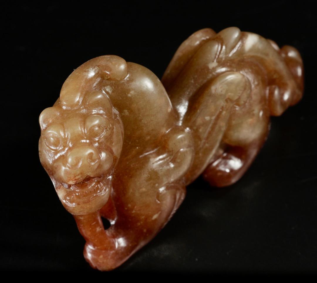 中古 和田玉 辟邪彫刻 瑞獣手把件 中国古玩 玉器細工 飾り玉 CL0099
