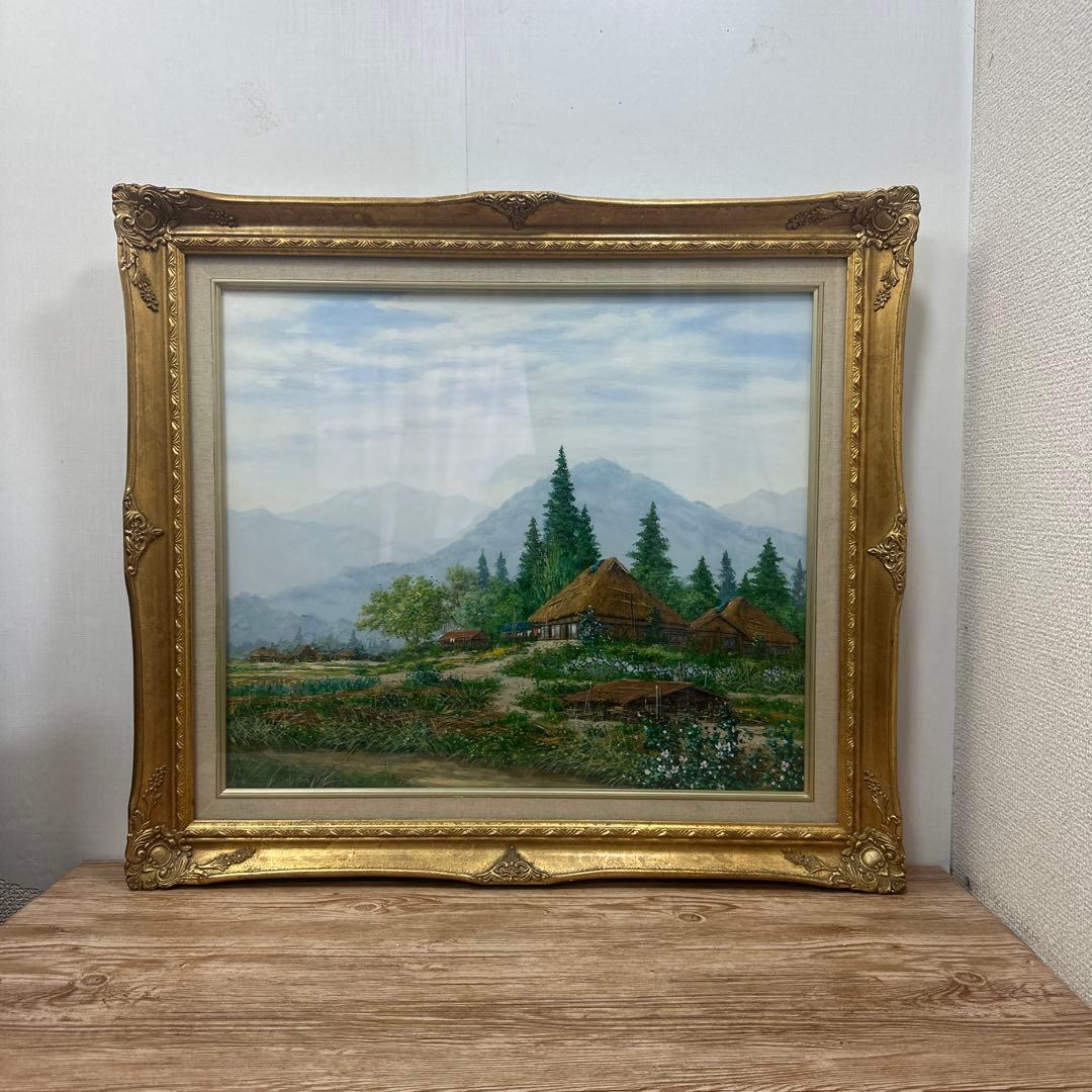 片山芳水『信州』 真作保証油彩 額装 風景画絵画