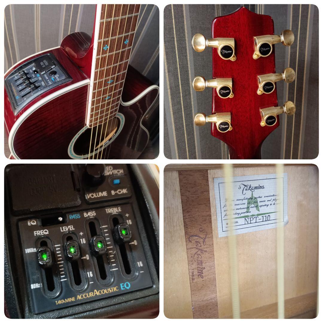 赤トラ目 美品 エレアコ TAKAMINE NPT-110 ギター ケース付