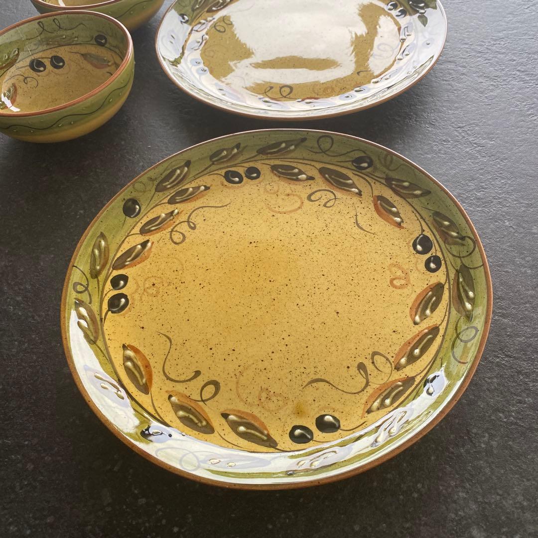 ポルトガル食器　プレート　サラダボウル　オリーブ