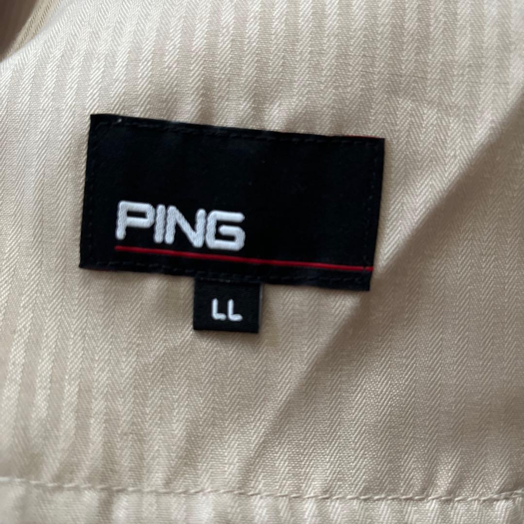 ピン　ツイルポンチ ロングパンツ　PING ゴルフウエア　ホワイト　メンズ　LL