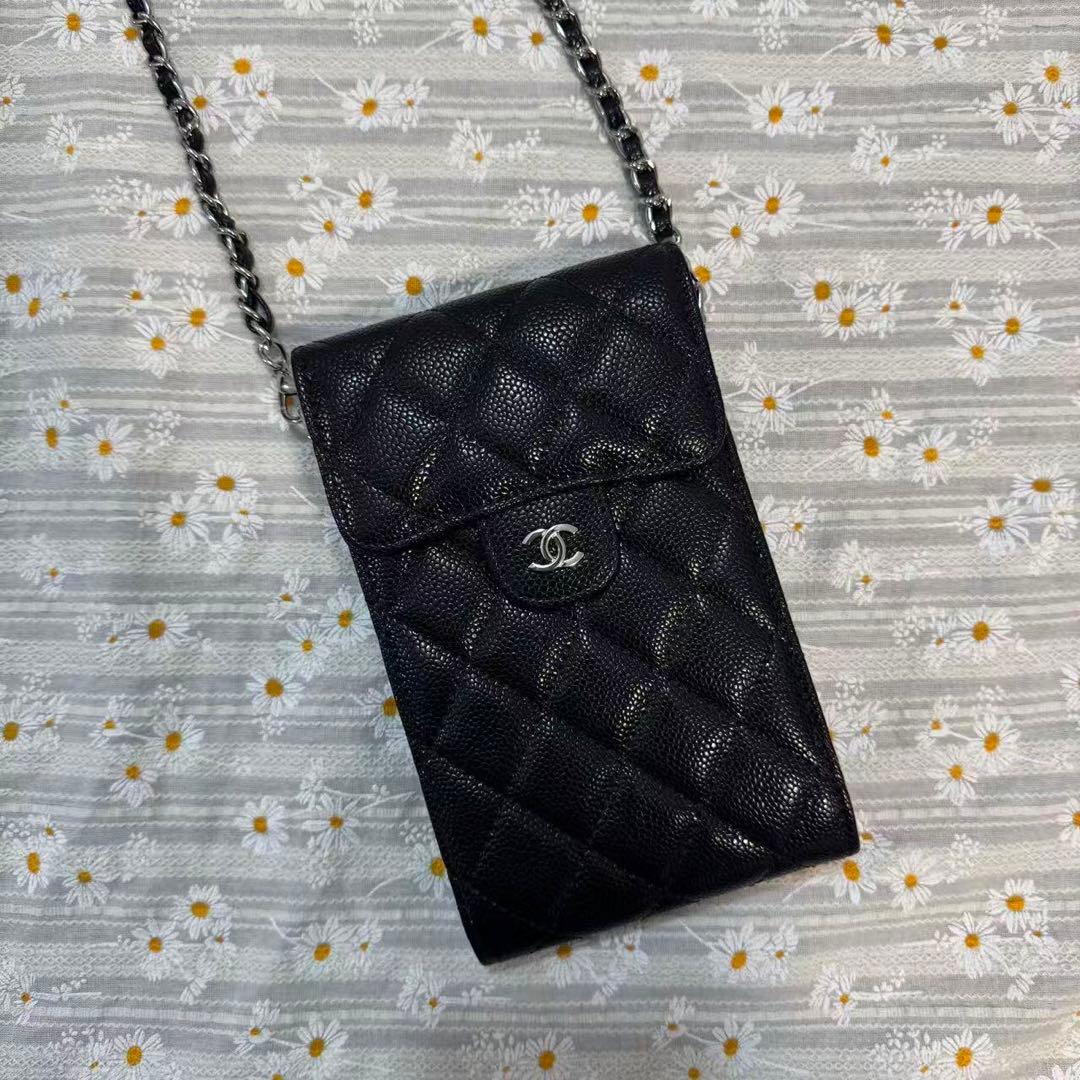CHANELノベルティ スマホショルダー チェーンポーチ ラムスキン LJH