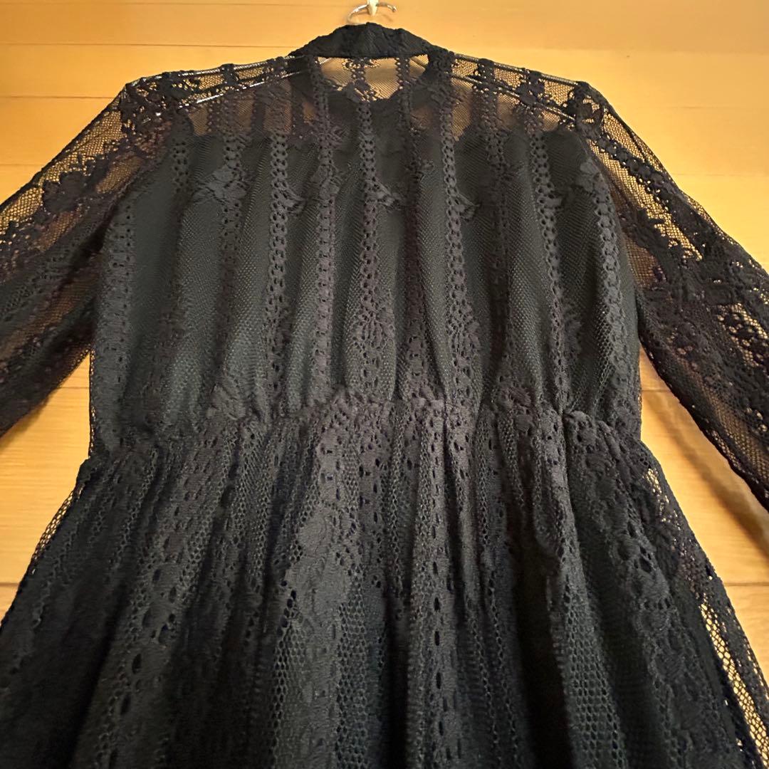 総レース シースルー 社交ダンス衣装 ラテンレッスンウェア 練習着 黒 ブラック