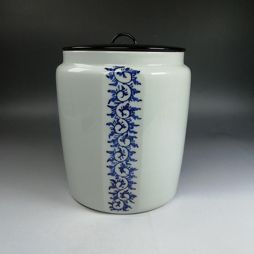 Ｗ２３１　水指　『染付　唐草文』『押小路窯　庄左ェ門 造』　共箱　茶道具