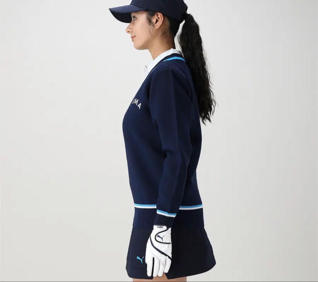 PUMA レディース Vネックセーター ネイビー