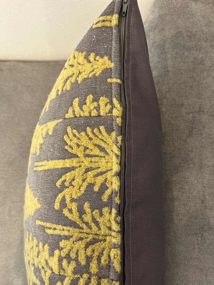 ミナペルホネン　ハンドメイドクッションカバー★metsa yellow パッチ
