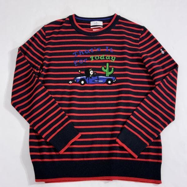 マンシングウェア タロアウトコラボ セーターニット LL ボーダー 赤黒 日本製