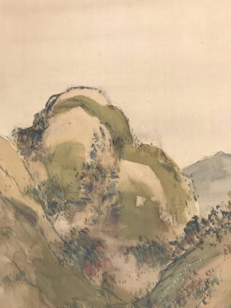 【真作】秋豊/秋景山水図/山水図/掛軸/名家伝来/AD-11