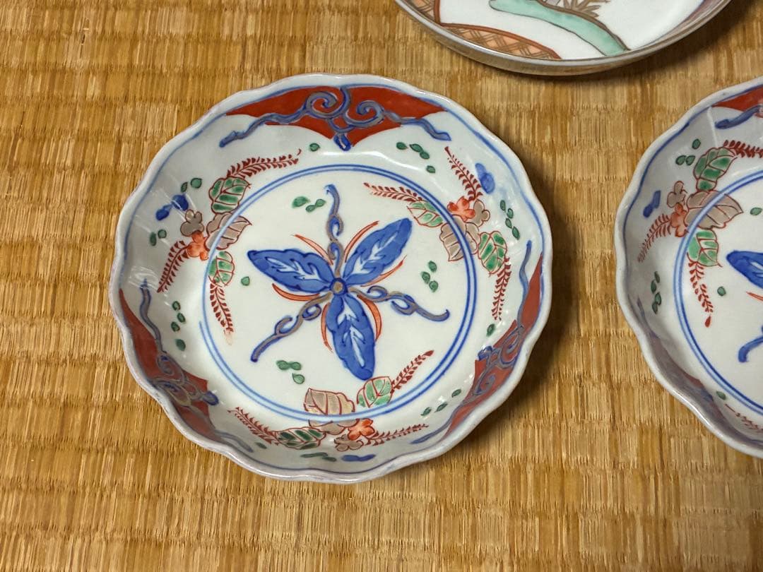 古伊万里 伊万里 色絵 金彩 膾皿 丸皿 五枚 まとめて 時代物