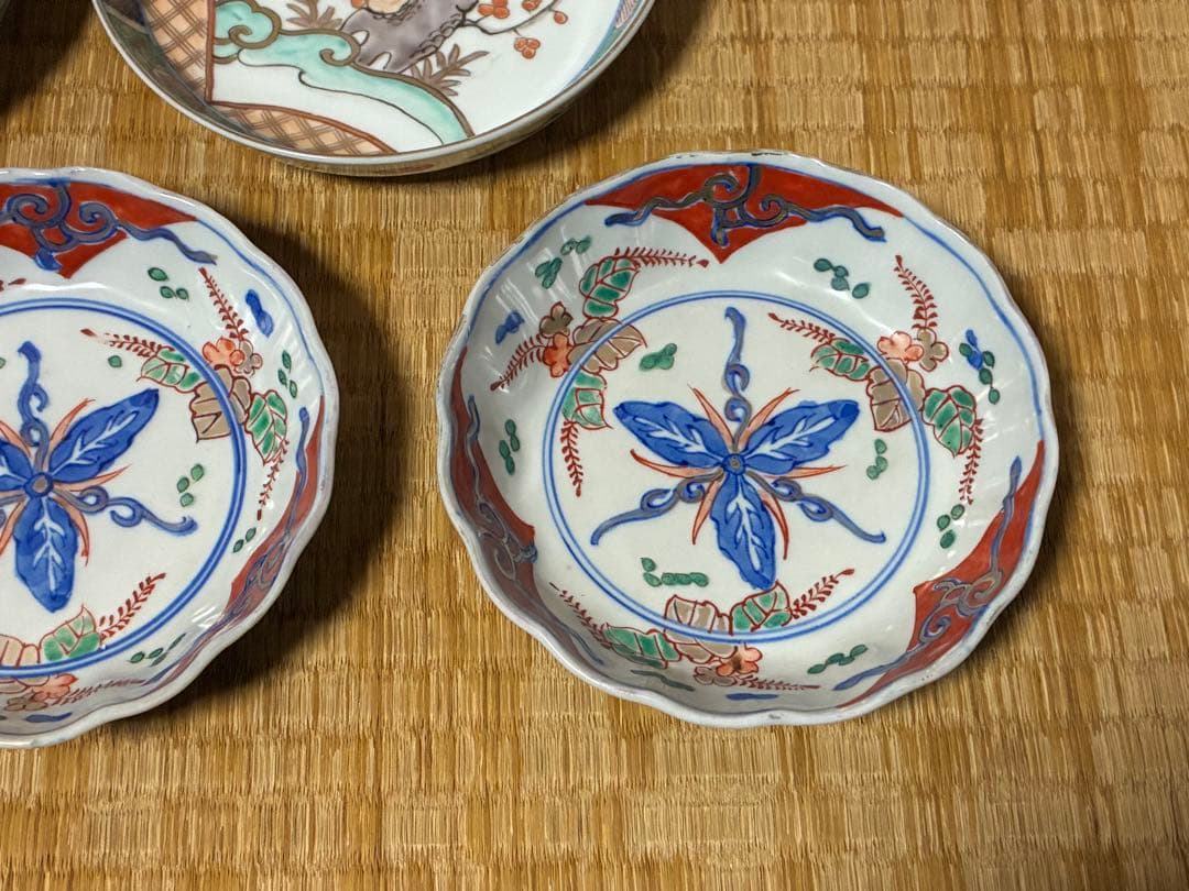 古伊万里 伊万里 色絵 金彩 膾皿 丸皿 五枚 まとめて 時代物
