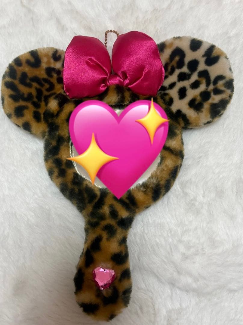 ミニーマウス ヒョウ柄キャップとミラーセット