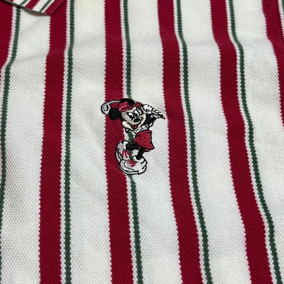 Elandale ストライプ　ポロシャツ　ミニー　刺繍　ゴルフ