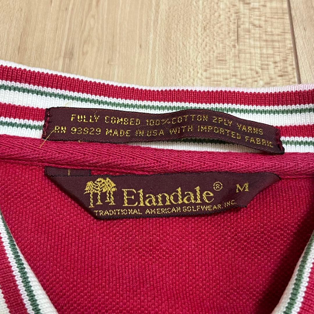 Elandale ストライプ　ポロシャツ　ミニー　刺繍　ゴルフ