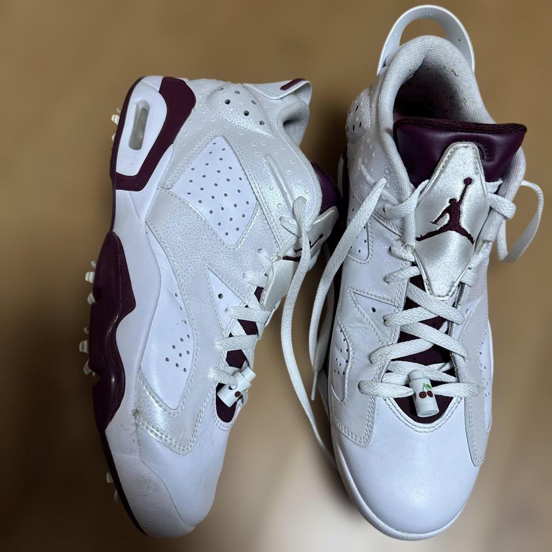 Air Jordan 6 ホワイト/バーガンディ ゴルフシューズ