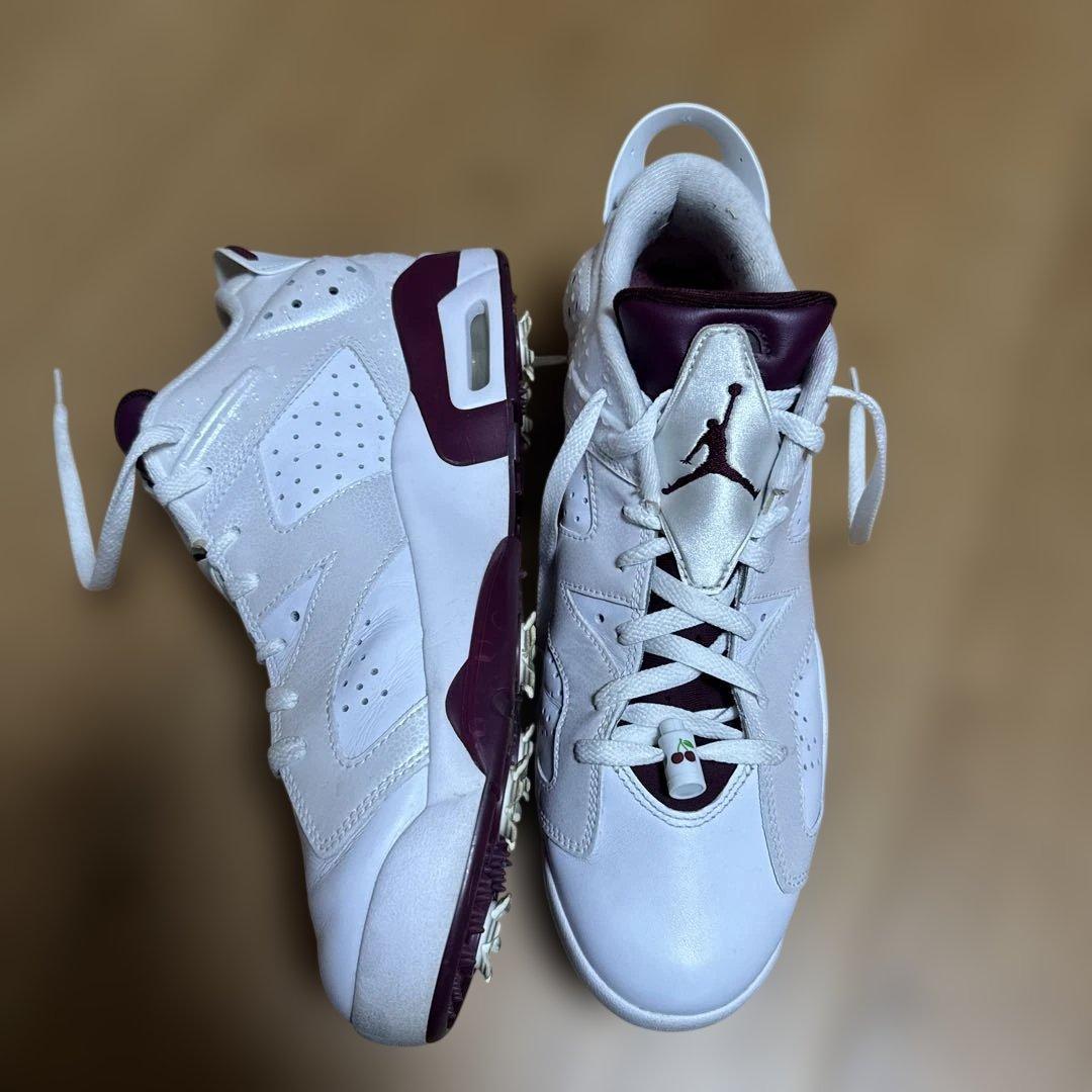 Air Jordan 6 ホワイト/バーガンディ ゴルフシューズ