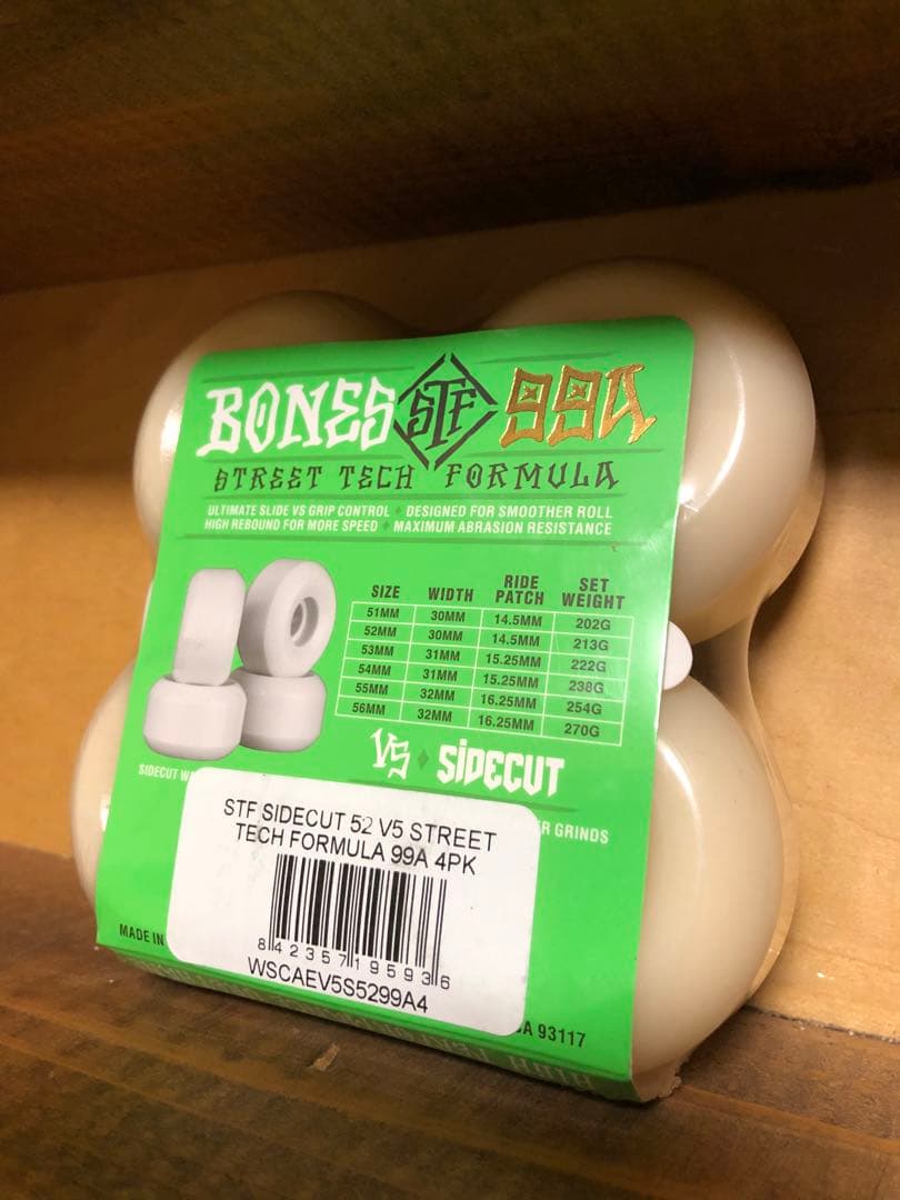スケートボード BONES STF 99A 52mm V5 sidecut