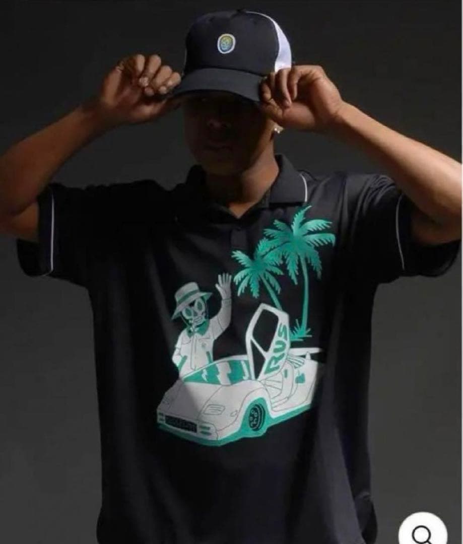 美品　ラッセルノ ポロシャツ 襟付き ゴルフウェア Tシャツ 黒 緑