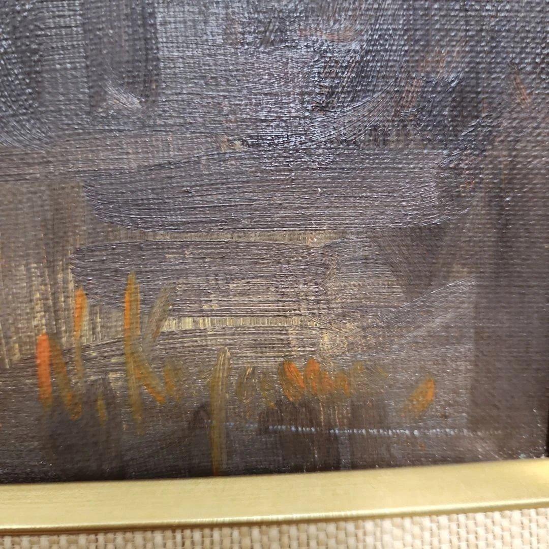 印象派風 バラの油彩画 金色フレーム