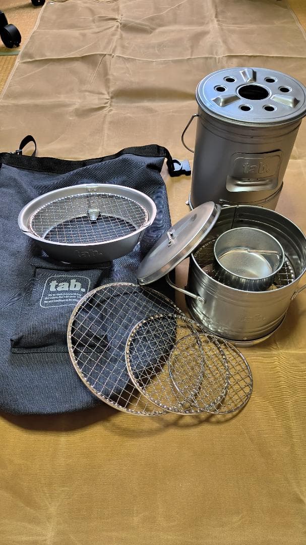 [tab.(タブ)] 缶ストーブ、缶スモーカー、ワイドグリル、スリムバッグセット