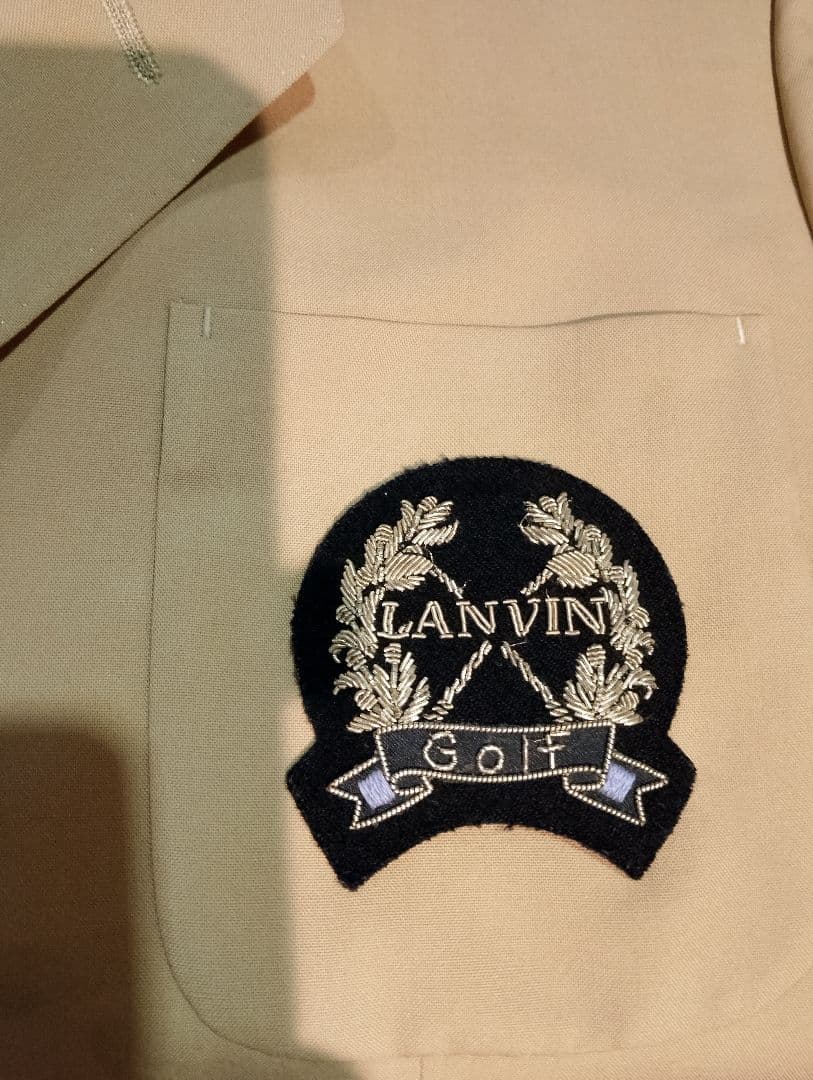 高級ウール100%　LANVIN ダブルジャケット　銀ボタンエンブレム付　送料込
