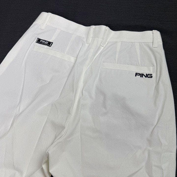 新品 ピン ゴルフ 全方向ストレッチ 2タック テーパードパンツ 秋冬 白 LL
