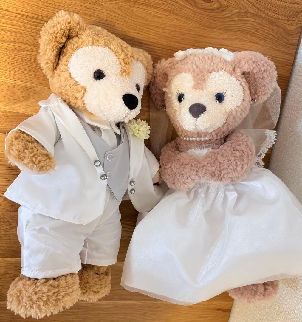 美品ぬいぐるみ付き　結婚式使用ダッフィー＆シェリーメイ ウェディングコスチューム