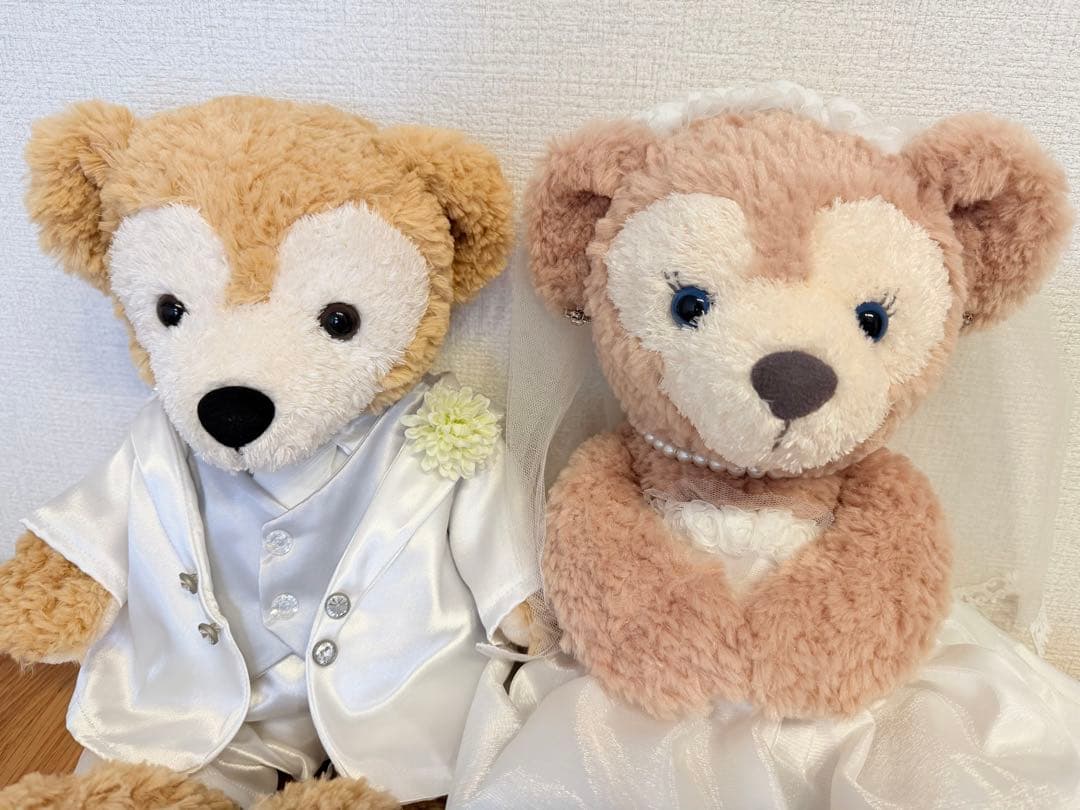 美品ぬいぐるみ付き　結婚式使用ダッフィー＆シェリーメイ ウェディングコスチューム