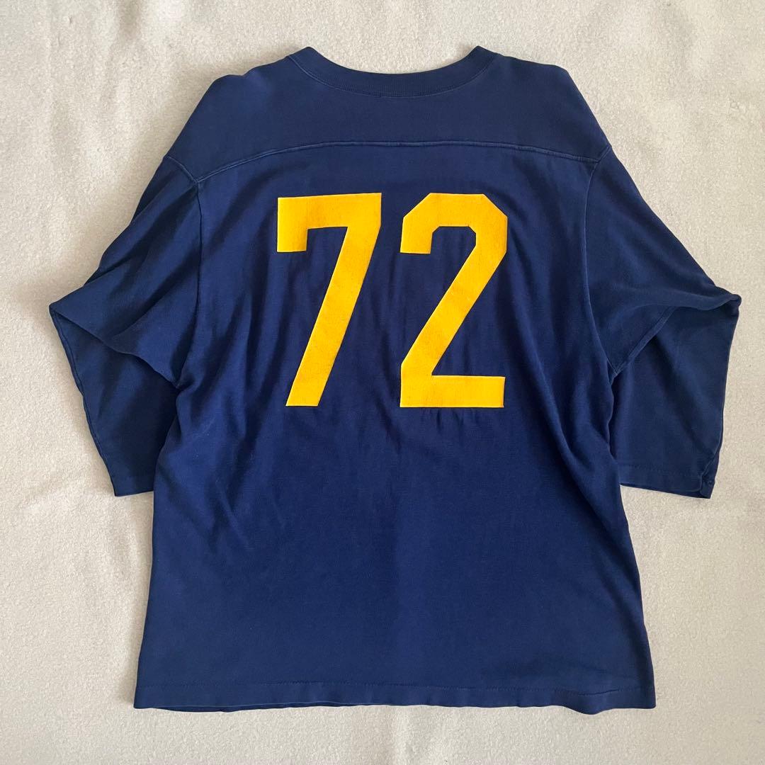 【L】60s champion フットボールTシャツ ネイビー タタキタグ