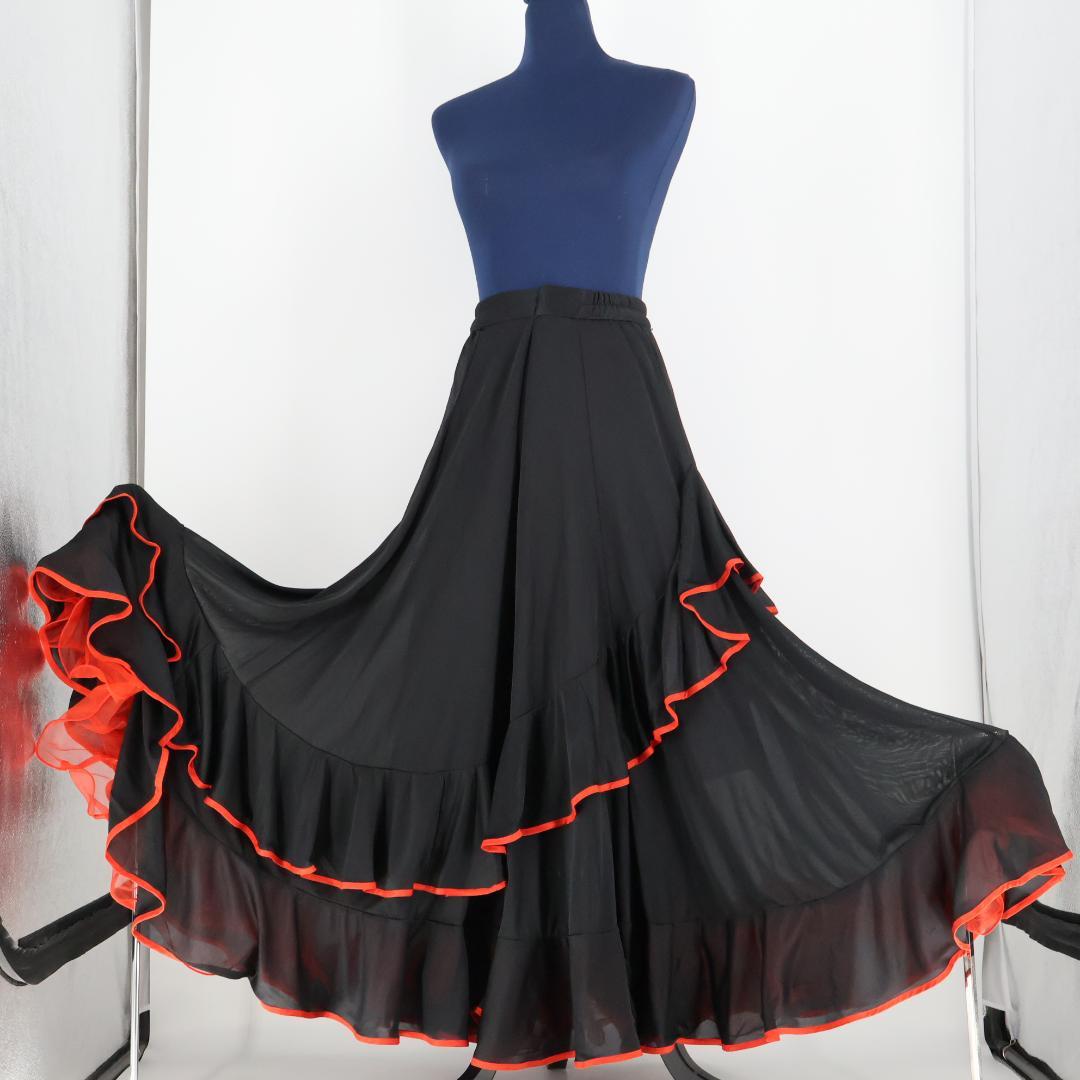 【フラメンコ衣装】ブラック prima boutique ファルダ ボランテ