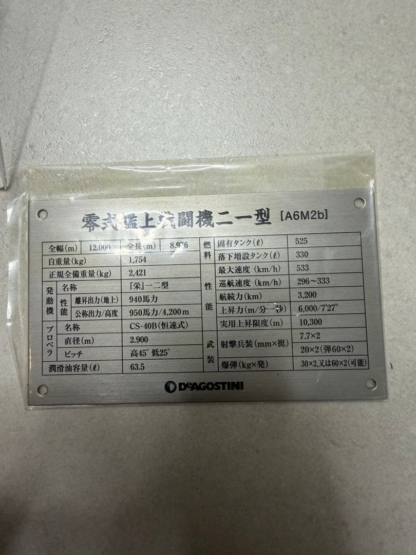 零式艦上戦闘機二一型　スペック表