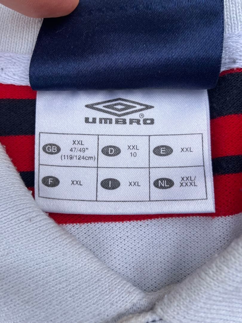 【希少デザイン】アンブロxイングランド代表 ボーダーポロシャツ 2XL