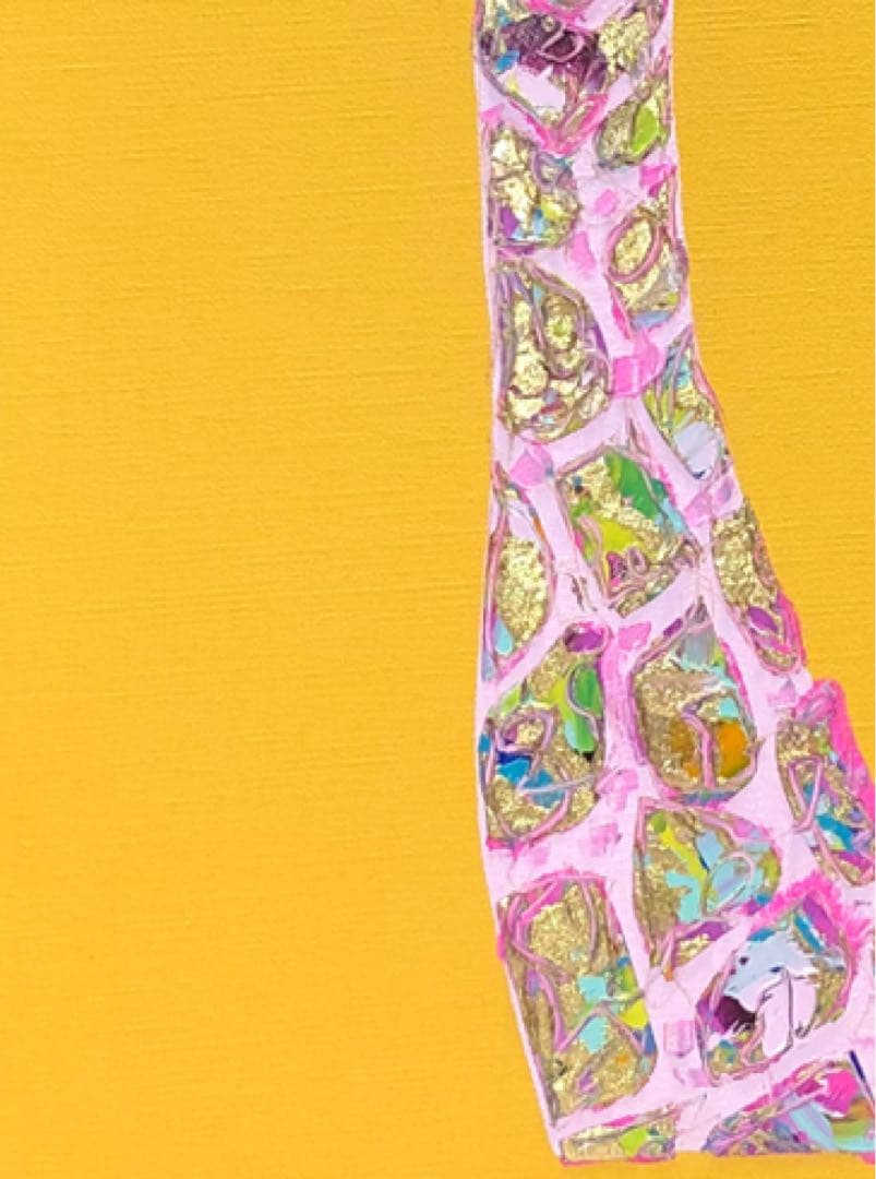 油絵　一点物　キリン　イエロー　北欧　ポップ　アート　インテリア　M8
