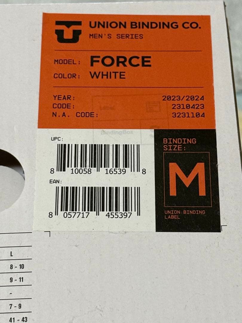 ユニオン フォース Force ビンディング M ホワイト