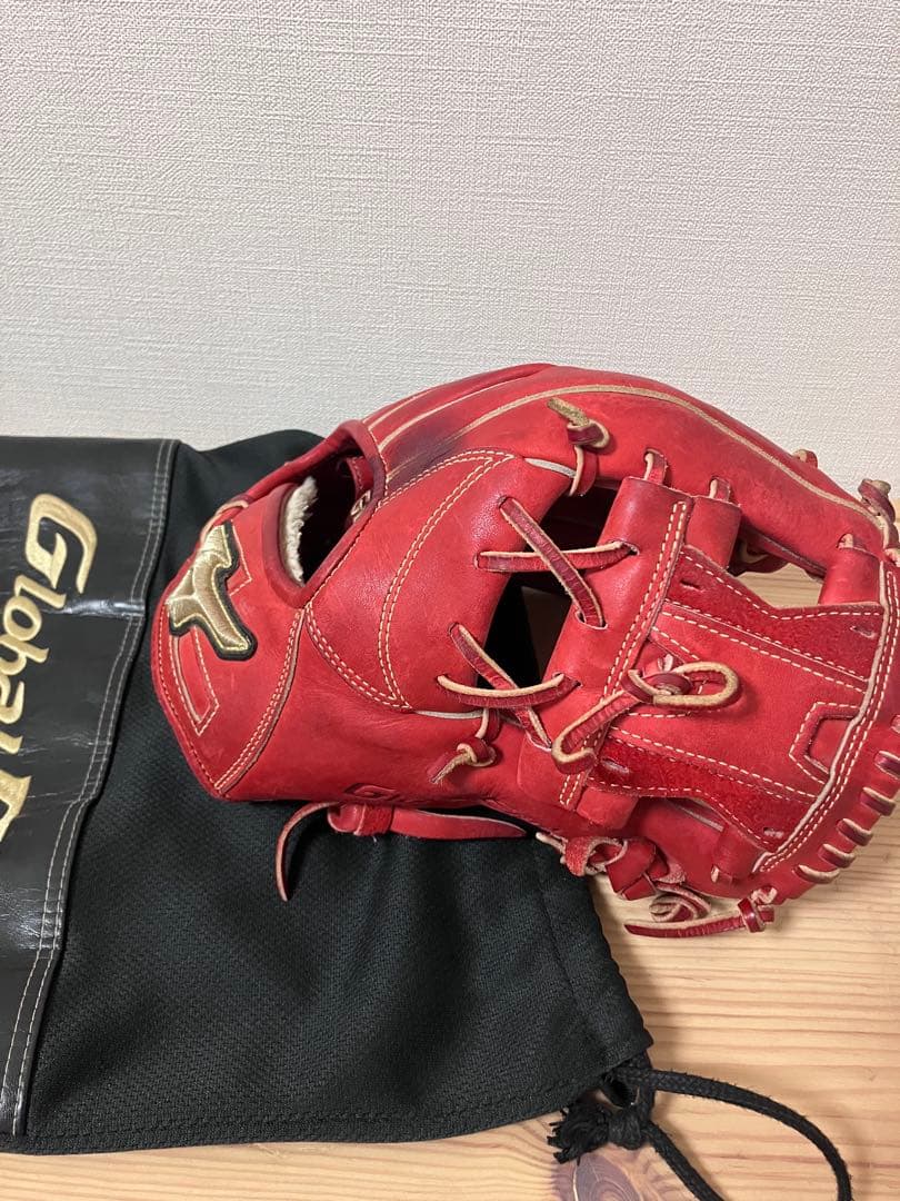 Global Elite ∞シリーズ 軟式グローブ レッド 収納袋付き
