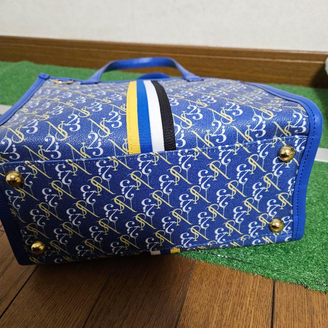 ブルー トートバッグ ストライプデザイン