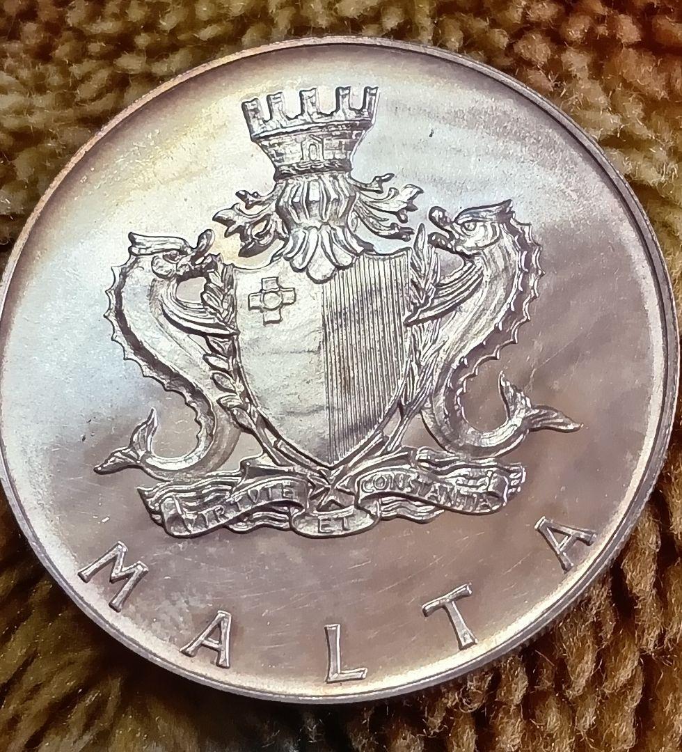 1972年マルタ2リラ（2ポンド）銀貨