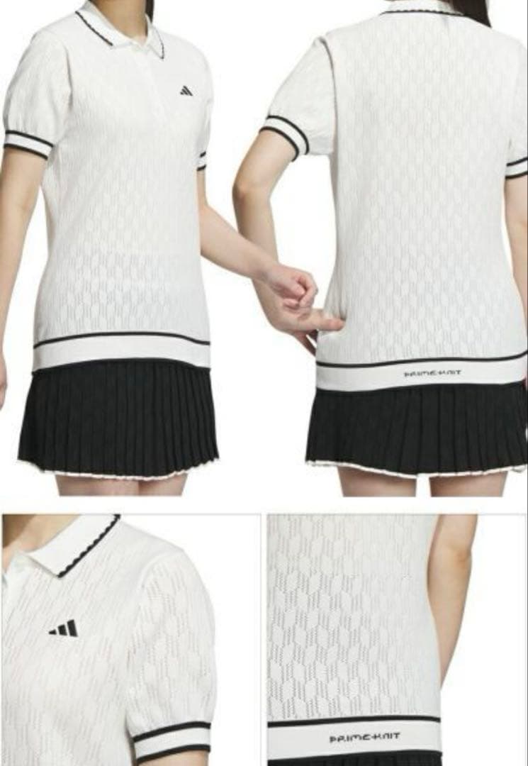 新品adidas アディダスゴルフ　レディース半袖ニットシャツ　Ｌ　17930円