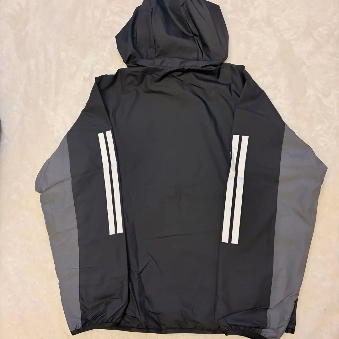 adidas フード付き　レディースウィンドブレーカー 黒/グレー