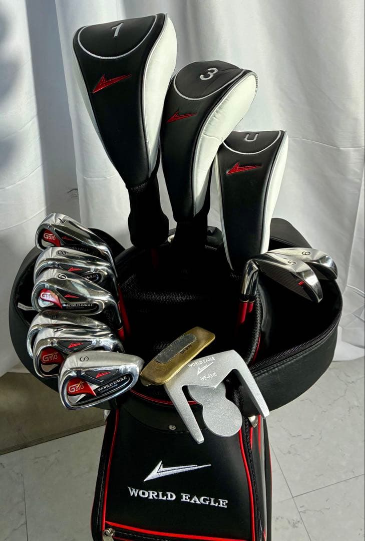 ①M1【美品】ワールドイーグルゴルフクラブ14本セット　キャディーバック付